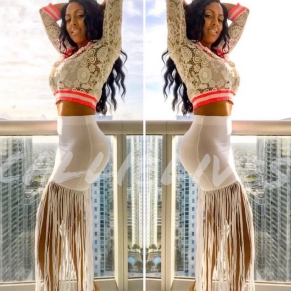 New! Clearance 🔥Sexy Tight Whit Bandage Maxi Fringe Skirt